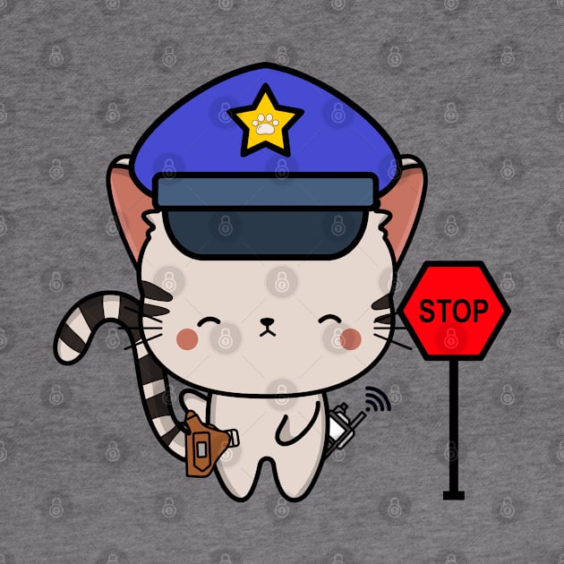 Funny Tabby Cat Policeman by Pet Station